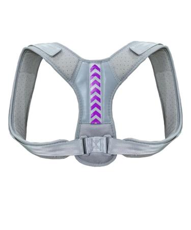 Back Posture Corrector Belt Adjustable Shoulder Neck Spine for Column Posture Correction for Women Men Straightener A - Gray Purple M