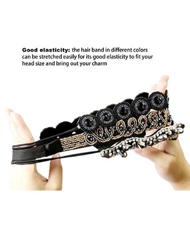 Rhinestone Beaded Elastic Headbands for Women - Handmade Vintage Hair Accessories - Fits Most - 3 Styles - Buy Online on GoSupps.com