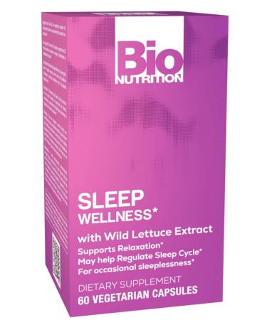 Bio Nutrition Sleep Wellness 60 Vegetarian Capsules | Wild Lettuce Extract | Supports Relaxation | Promotes a Better Sleep Cycle | May Assist with Stress Relief