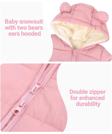 Baby Hooded Winter Romper Down Jacket | Kids Snowsuit Coat | Warm Pink Jumpsuit 6-9 Months - Buy Online on GoSupps.com
