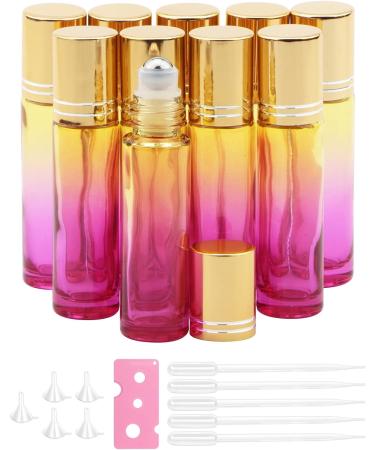 Rowiz 10pcs Essential Oils Roll on Bottles 10ml Refillable Empty Glass Rollerball Bottles with Golden Cap Perfect for Homemade Perfume Fragrance Aromatherapy Oils Yellow Rose Gradient - Buy Online on GoSupps.com