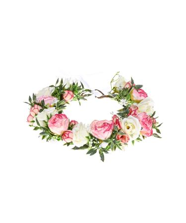 DreamLily Boho Wedding Floral Crown Maternity Woodland Photo Shoot Peony Flower Girl Crown Hair Wreath DFS27 (Blush)