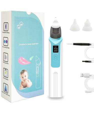 Baby Nasal Aspirator and Ear Wax Suction Vacuum 2 in 1  Electric Nose Sucker for Baby  Baby Nose Sucker with 6 Levels Suction  2 Silicone Nozzles  2 Silicone Ear Scoops  1 Hose Blue