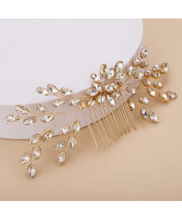 Teyglen Dainty Rhinestone Bride Wedding Hair Comb Headband | Luxurious Rose Gold Bridal Side Hair Combs for Women - Buy Online on GoSupps.com