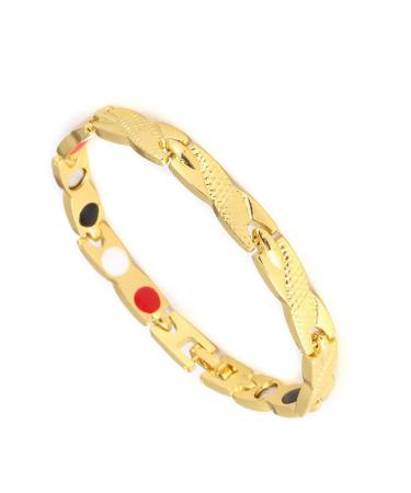 Ryaupy Stainless Steel Jewelry Steel Titanium Magnetic Bracelet Ladies Magnetic Bracelet Magnetic Bangle for Men Women (Gold)