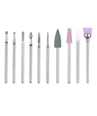 Zsanhua10 Pcs Nail Drill Bits Sets Electric Tungsten Carbide Ceramic Files Cuticle Polishing Tools for Filing Acrylic Nails Removing Gel Manicure Pedicure Home Salon Use