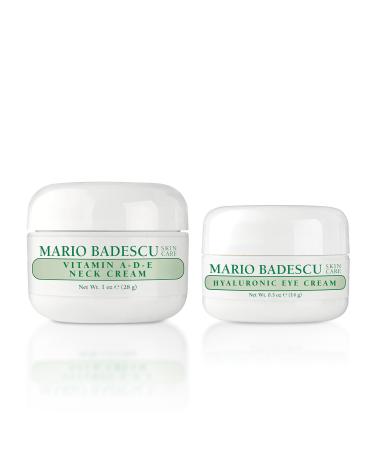 Mario Badescu Vitamin A-D-E Neck Cream & Hyaluronic Eye Cream Bundle Hydrating Eye Care & Neck Moisturizer Set for Dry Sensitive Skin Beauty Essentials for Dark Circles Puffy Eyes & Wrinkle Care