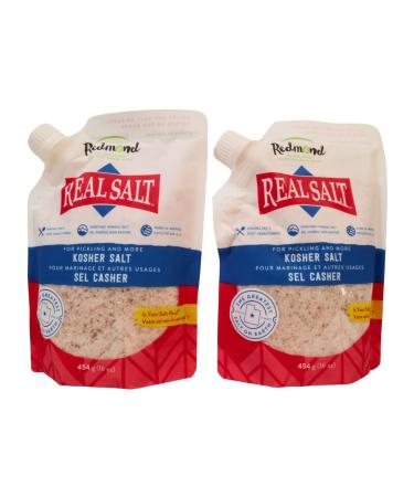 Kosher Salt Refill Pouch 2 Pack - 454 Grams Each - Authentic Utah Sea Salt Kosher Certified Natural Minerals and Sustainable Sourcing.