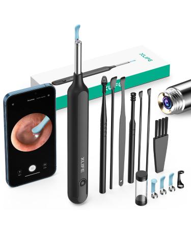 Ear Wax Removal Tool  Ear Cleaner with 1080P HD Camera  Ear Cleaner Kit with 7 PCS Ear Set  Wireless Otoscope with 6 Lights  Ear Wax Removal Kit for iPhone  iPad  Android Smart Phones(Black)