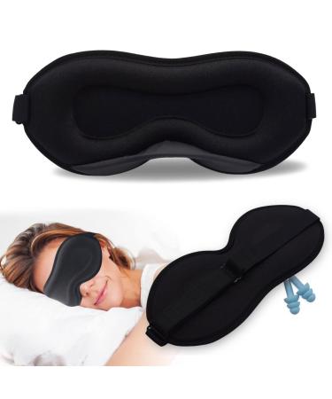 Eye Mask for Sleeping 100% Blackout Sleep Mask Blindfold Soft 3D Eye Mask Eye Cover for Eyelash Extensions with Adjustable Strap for Men and Women Black