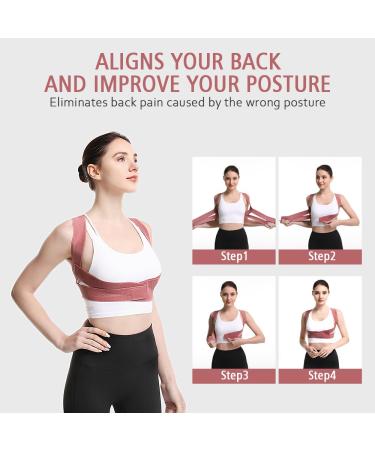 KONCL Adjustable Posture Corrector for Women & Men - Neck Hump Back Straightener Pain Relief Hunchback Correction Under Clothes (Pink Large - Buy Online on GoSupps.com
