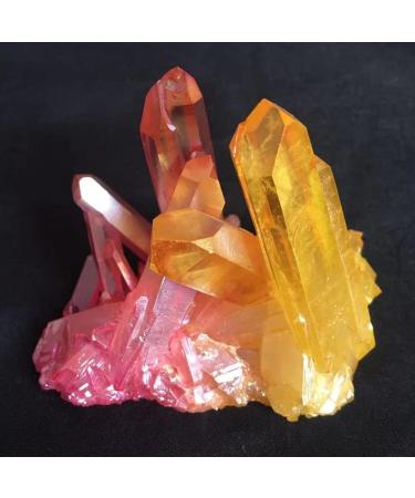 for Aura Crystal Cluster Natural Titanium Coating Quartz vug red and Yellow Plating Stone Flower CrystalsHome Decor Crystal Cluster - Buy Online on GoSupps.com