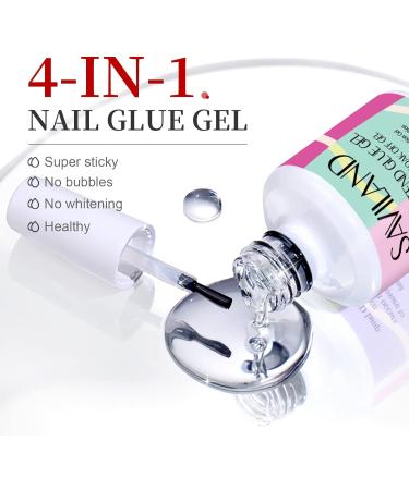 Saviland 4 in 1 Gel Nail Glue - Extra Strong UV Nail Glue for Long Lasting Nail Extensions - 2PCS Set for Home Nail Art DIY - Buy Online on GoSupps.com