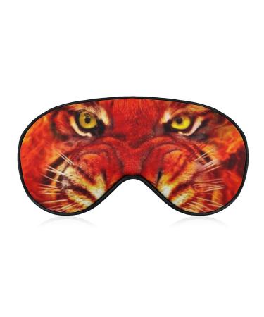 Animal Face Fire Tiger Sleep Mask Eye Cover for Sleeping Blindfold with Adjustable Strap Blocks Light Night Travel Nap for Men Women