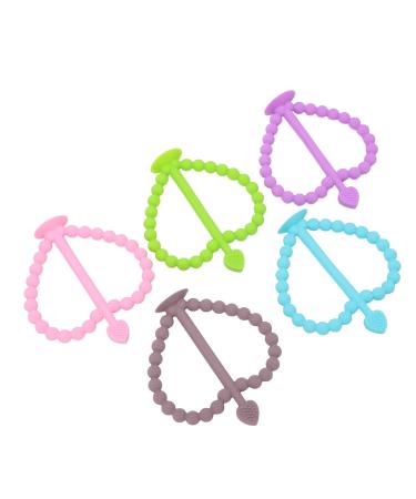 Infant Teether Toys Bumps Design Food Grade Silicone 5PCS Baby Teething Toy with Suction Cup for Oral Development