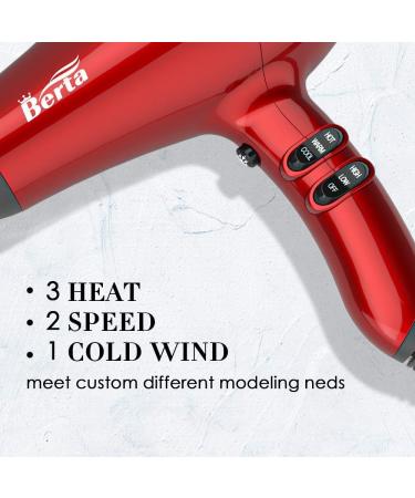 1875W Professional Hair Dryer Tourmaline Lightweight Low Noise Blow Dryer 2 Speed and 3 Heat Settings AC Motor Fast Drying Hairdryer with Diffuser & Comb & Concentrator Gift for Mom - Buy Online on GoSupps.com