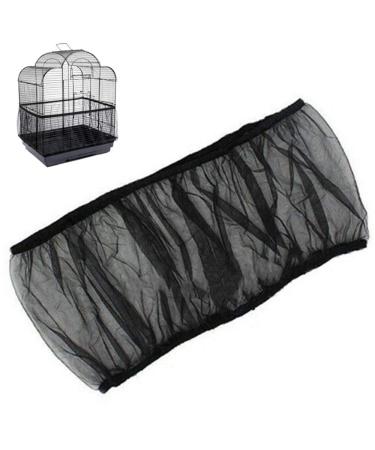 Universal Bird Cage Seed Catcher,Seed Catcher Guard Net Cover,Parrot Nylon Mesh Net Cover,Soft Airy Cage Net Stretchy Skirt for Round Square Cages(Circumference 50 inch to 90 inch,Black) Black Circumference 50 inch to 90 inch,Black