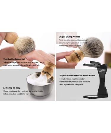 Anbbas 4in1 Pure Badger Hair Shaving Set with Stand, Bowl, and Goat Milk Soap - Buy Online on GoSupps.com