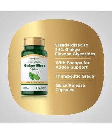 Piping Rock Ginkgo Biloba Supplements 120mg | 100 Capsules | Standardized Extract | Non-GMO Gluten Free - Buy Online on GoSupps.com