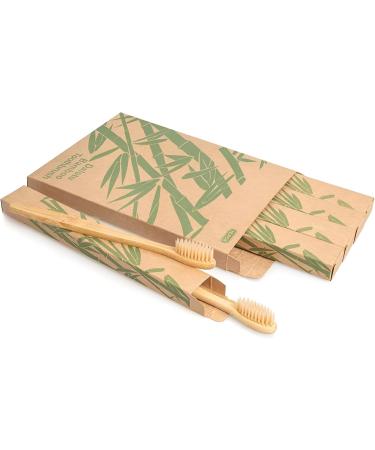 Daletu Bamboo Toothbrush Set - 10 Eco-Friendly Biodegradable Travel Toothbrushes with Soft Bristles | Reusable Natural Wood Toothbrushes for Sustainable Oral Care - Buy Online on GoSupps.com