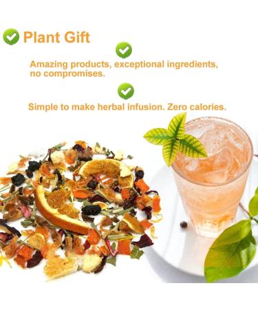 Plant Gift Citrus Grapefruit Herbal Tea All Natural Flavors Loose Leaf White Roselle Lemongrass Blueberries Apples Peppermint Non GMO Vegan Tea Bags Into Iced Tea & Hot Tea 70G/2.5oz - Buy Online on GoSupps.com