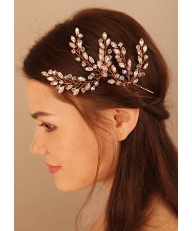 Deniferymakeup Bride Wedding Hair Pins Crystal Bridal Hair Accessories Rhinestone Wedding Hair Pieces for Bride and Bridesmaids (Gold)