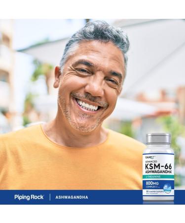 Piping Rock KSM-66 Ashwagandha L-Theanine Supplement | 800mg | 100 Caplets | Advanced Complex Root Extract | Vegan Non-GMO Gluten Free - Buy Online on GoSupps.com