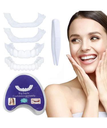 Fluktrix 2 pairs of dentures for plug in adjustable upper and lower artificial teeth made of silicone immediately brighten veneers teeth cosmetic artificial teeth to stick on