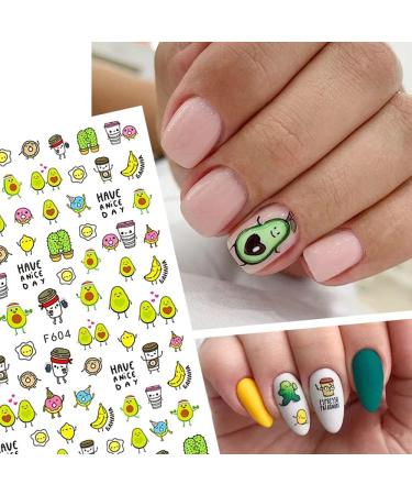 DIY Decoration Green Color Anime Cartoon Avocado 3D Design Nail Stickers Sliders Decals(007) - Buy Online on GoSupps.com