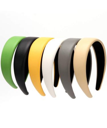 LONEEDY 4.3cm Leather Headband for Women - Padded Wide Hairband in Black | Stylish & Comfortable Accessory - Worldwide Shipping - Buy Online on GoSupps.com