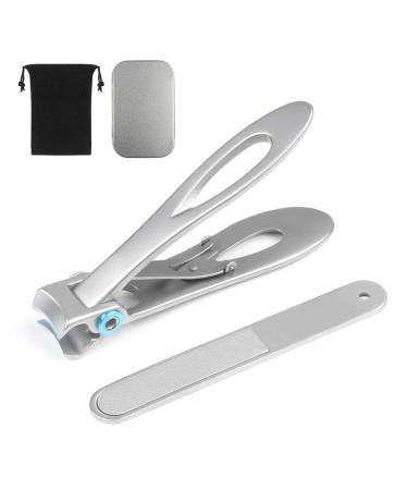 Uraqt nail clipper large stainless steel nail cutter nail scissors for thick nails wide jaw opening nail clipper toenail clippers with nail files for women and men