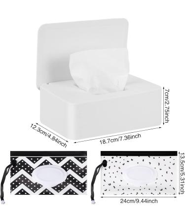 Wet Wipes Dispenser Box with 2 Baby Wipes Pouches - Dustproof & Reusable, Travel-Friendly - White - Buy Online on GoSupps.com