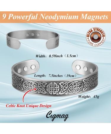 9X Lymphatic Drainage Men's Copper Bracelet | Ultra Strength Magnet | 99% Pure Copper | Adjustable Brazaletes Cuff Bangle | Celtic Knot Design | Gift Box Included - Buy Online on GoSupps.com