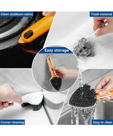 Retasica Scrub Brush for Cleaning with Long Handle Multifunctional 3 in 1 Medium Stiff Cleaning Brush Household Cleaning Brush Easy to Use 6.8 X 20.5cm - Buy Online on GoSupps.com