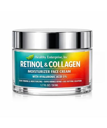 Retinol Cream for Face with Hyaluronic Acid Day-Night Anti-Aging Moisturizer for Women Men Collagen Cream for Face Reduces Wrinkles Dryness 1.7 Oz / 50 ML