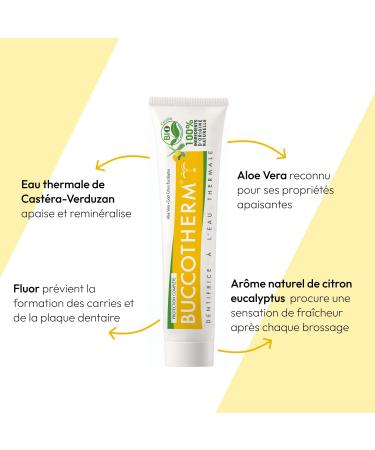  Buccotherm BUCCOTHERM | Full Protection Toothpaste Lemon Eucalyptus Taste | Certified Organic | Soothes Gums | Protects | Remineralizing | 100% Natural Ingredients | Pack of 3 x 75 ml - Buy Online on GoSupps.com
