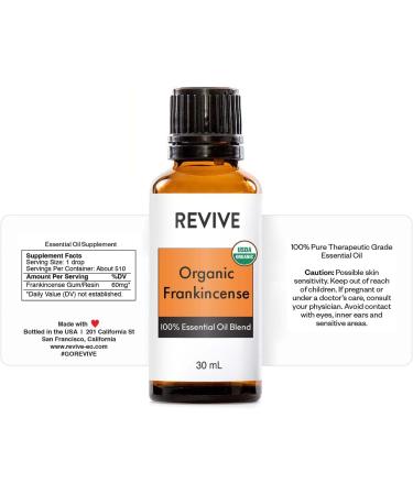 USDA Certified Organic Frankincense Essential Oil 30mL - 100% Pure Therapeutic Grade for Diffuser Aromatherapy Skin & Hair Care - Revive Essential Oils - Buy Online on GoSupps.com