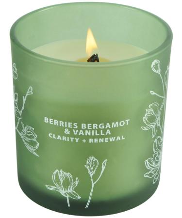 Berries Bergamot Vanilla Candle - Highly Scented Fruity & Citrus Candle - Natural Soy Wood Wick Scented Candle for Home - Relaxing Luxury Fragrant Candle Large Aromatherapy Candle for Women & Men