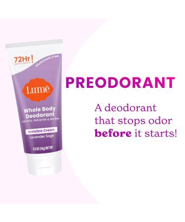 Lume Whole Body Deodorant - Mini Travel Size Invisible Cream Tube - Trial Size - 72 Hour Odor Control - Doctor Developed - Aluminum Free Baking Soda Free - .5oz (Pack of 2) (Lavender Sage) - Buy Online on GoSupps.com