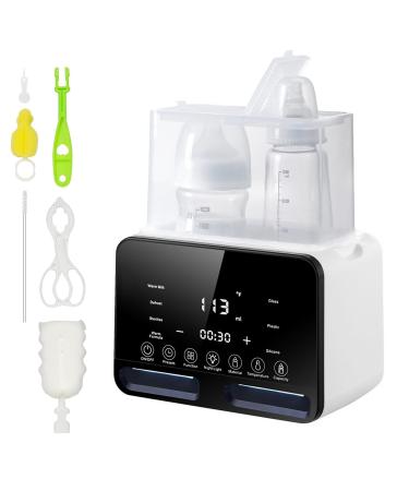 9-in-1 Baby Bottle Warmer Double Bottle Sterilizer with LCD Warmer Display Fast Baby Food Heating & Defrost BPA-Free Accurate Temperature Control for Breastmilk or Formula Warmer black
