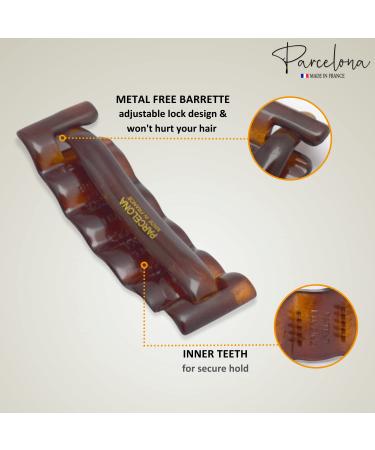 Parcelona French Crinkled Shell Brown and Black Celluloid Acetate 2-Piece Hair Clip Barrettes Set - Strong Hold and Non Slip Grip for Women - Buy Online on GoSupps.com