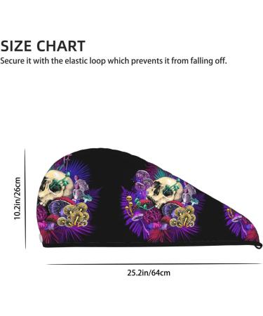 Hair Towel Wrap with Button | Quick-Dry Towel Turban - Mushrooms & Skull Design - Buy Online on GoSupps.com