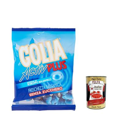 Italian Gourmet E.R. Perfetti Golia Activ Plus Pack of 6 Fresh Flavor Lollipops 90g + Italian Gourmet Polpa 400g