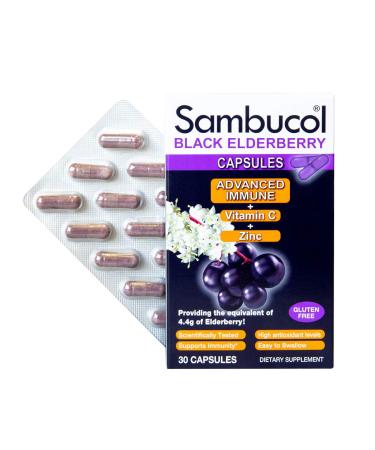 Buy Sambucol Black Elderberry Capsules - Immune Support with Vitamin C & Zinc | 30 Capsules - Buy Online on GoSupps.com