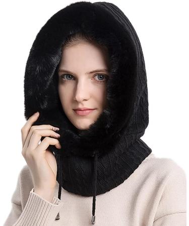 Feoya Storm Hood Ladies Balaclava - Winter Warm Fleece Ski Cap & Neck Warmer - Black Cycling Hat & Scarf - Buy Online on GoSupps.com