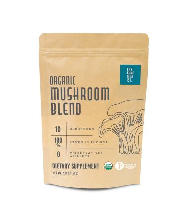 The Functionist Organic Mushroom Blend - 10 Mushroom Mix   Superfood Antioxidant Energy and Immune Health Supplement   Vegan Mushroom Powder for Coffee or Smoothies  2.12 oz