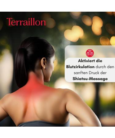 Terraillon Neck Massage Cushion - Relaxing Neck Massager with 3 Speeds Heating Adjustable Belt & USB-C | Stress Relief & Comfort - Buy Online on GoSupps.com