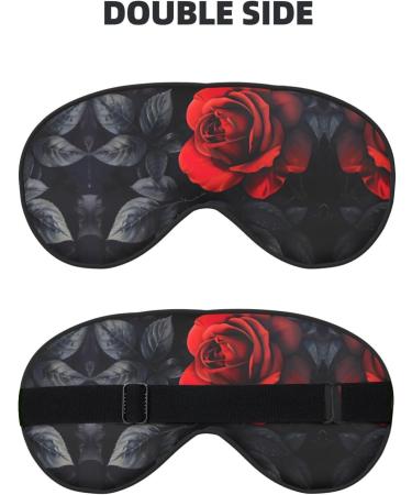 Red Rose & Black Leaves Print Unisex Eye Mask | Soft Comfortable Light-Blocking Sleeping Mask for Travel & Relaxation - Buy Online on GoSupps.com