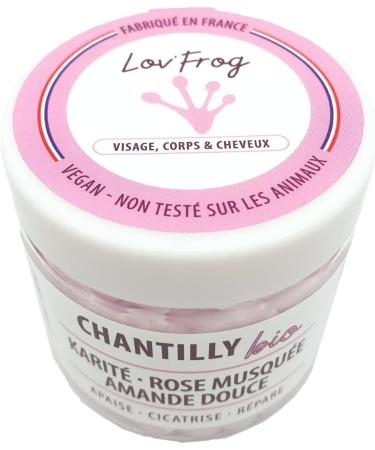 Lov'Frog Organic Chantilly | Face Body and Hair Care | All Types | Certified Organic | Shea Rose Musk and Sweet Almond | Soothes Heals and Nourishes 200 ml - Buy Online on GoSupps.com