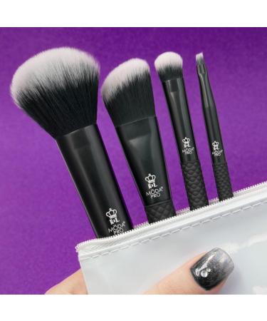 MODA Royal & Langnickel Pro Full Size Everyday 5pc Makeup Brush Set with Pouch Includes - Multi-Purpose Powder Angle Foundation Domed Shadow and Angle Eyeliner Brushes Black - Buy Online on GoSupps.com